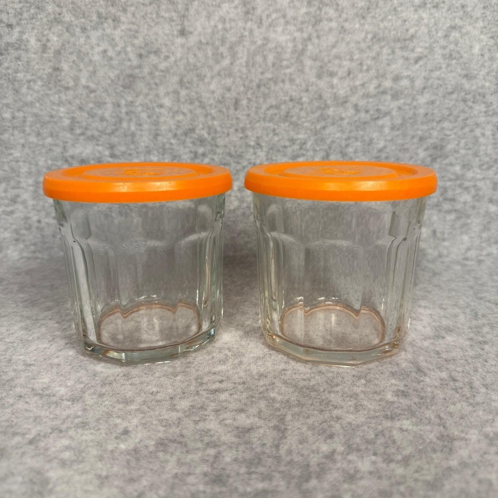Luminarc France Vintage 500 ml 10 Sided Working Glass Jam Jars Tumbler Orange